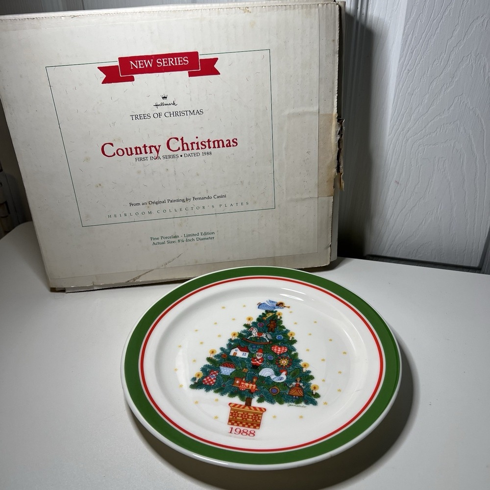 Vtg 1988 Hallmark Trees of Christmas Plate Country Christmas W/Box